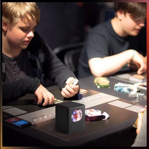 MTG Deck Box for Commander Display with 2 Card Dividers, Trading Card Storage Box Fits 100 Double Sleeved Cards Suitable for TCG/CCG/PTCG/EDH/Magic/Sport Cards (Black&Red) in Saudi Arabia