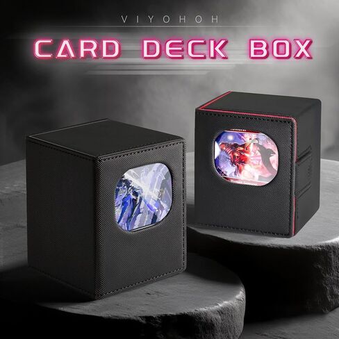 MTG Deck Box for Commander Display with 2 Card Dividers, Trading Card Storage Box Fits 100 Double Sleeved Cards Suitable for TCG/CCG/PTCG/EDH/Magic/Sport Cards (Black&Red) in Saudi Arabia
