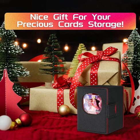 MTG Deck Box for Commander Display with 2 Card Dividers, Trading Card Storage Box Fits 100 Double Sleeved Cards Suitable for TCG/CCG/PTCG/EDH/Magic/Sport Cards (Black&Red) in Saudi Arabia