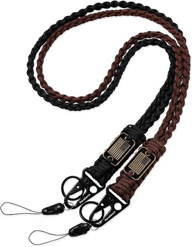 Heavy Duty Key Lanyard w/Cool USA Flag for Keys/Mens, Durable Braided Paracord Lanyard for Id Badges/Whistle/Camera, Rope Keychain Necklace Strap Camping/Hiking/Fishing/Cycling, Black&Blue in Kuwait