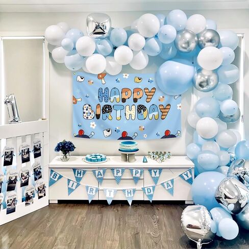 Happy Birthday Banner Blue 3x5 Feet Cute Cartoon Occasion Birthday Banner Party Decoration in Kuwait