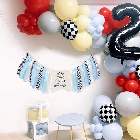Race Car Birthday High Chair Banner - Two Fast High Chair Birthday Banner, Blue Car Two Fast Decorationsm,Vintage Race Car Boy 2nd Bday Banner (two fast) in Kuwait
