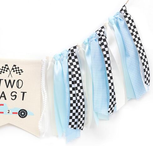 Race Car Birthday High Chair Banner - Two Fast High Chair Birthday Banner, Blue Car Two Fast Decorationsm,Vintage Race Car Boy 2nd Bday Banner (two fast) in Kuwait