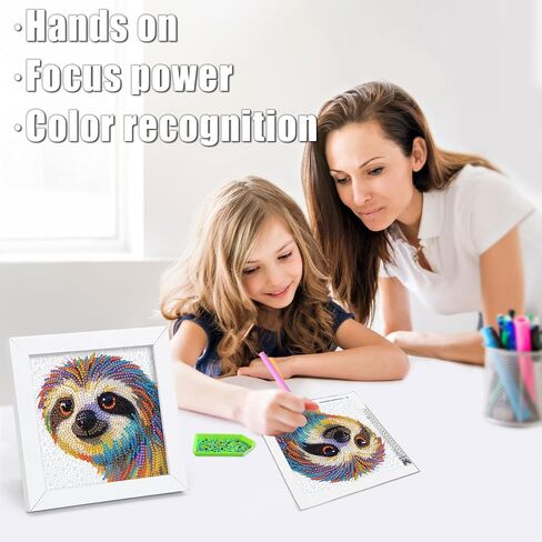 geesfayan Diamond Art Kits for Kids Ages 8-12,6 Inch DIY Gem Art Painting with 7 Inch Frame, Complete Starter Kit for Beginners, Creative Arts & Crafts Gift for Girls & Boys (Sloth) in Saudi Arabia