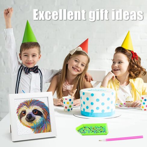 geesfayan Diamond Art Kits for Kids Ages 8-12,6 Inch DIY Gem Art Painting with 7 Inch Frame, Complete Starter Kit for Beginners, Creative Arts & Crafts Gift for Girls & Boys (Sloth) in Saudi Arabia