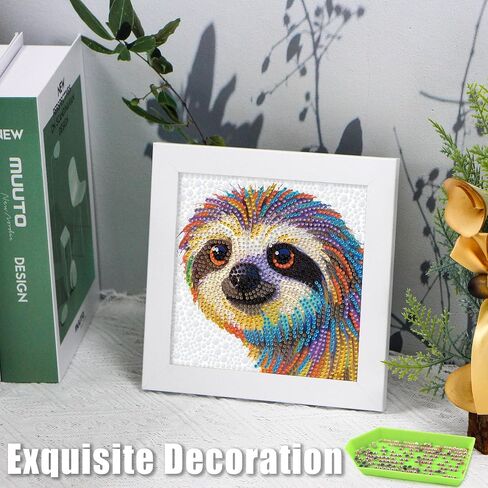 geesfayan Diamond Art Kits for Kids Ages 8-12,6 Inch DIY Gem Art Painting with 7 Inch Frame, Complete Starter Kit for Beginners, Creative Arts & Crafts Gift for Girls & Boys (Sloth) in Saudi Arabia