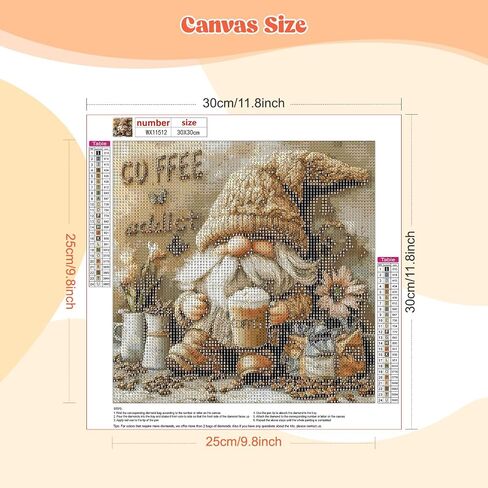 EOBROMD 5D Diamond Art Painting Kits for Adults Beginners, DIY Gnome Drinks Coffee Diamond Art Painting Kits for Adults, Full Round Drill Diamond Dot Gem Art Kits for Home Wall Decor 12x12inch in Saudi Arabia