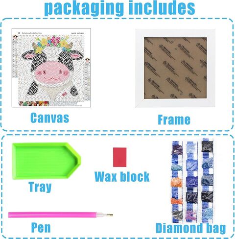 geesfayan Diamond Art Kits for Kids Ages 8-12,6 Inch DIY Gem Art Painting with 7 Inch Frame, Complete Starter Kit for Beginners, Creative Arts & Crafts Gift for Girls & Boys (Sloth) in Saudi Arabia
