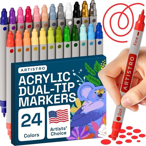 ARTISTRO 120 Precision Dual-Tip Acrylic Paint Markers – Paint Pens Set with Dot & Fine Tips for Fabric, Rock, Glass, Wood, Coloring Books – Arts & Crafts Gift – Classroom Must Haves & School Supplies in Saudi Arabia