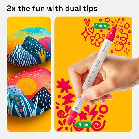 ARTISTRO 120 Precision Dual-Tip Acrylic Paint Markers – Paint Pens Set with Dot & Fine Tips for Fabric, Rock, Glass, Wood, Coloring Books – Arts & Crafts Gift – Classroom Must Haves & School Supplies in Saudi Arabia
