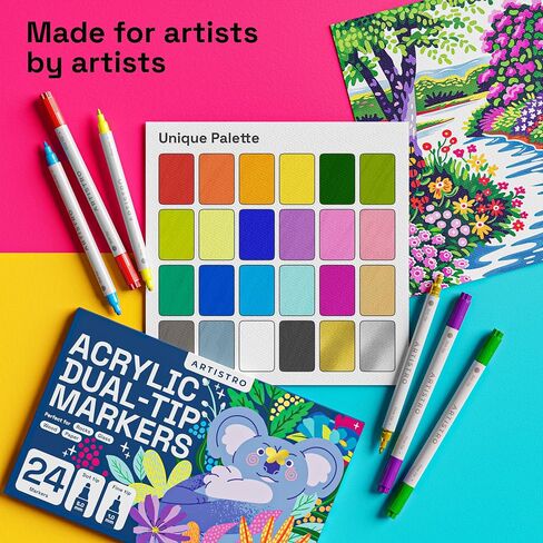 ARTISTRO 120 Precision Dual-Tip Acrylic Paint Markers – Paint Pens Set with Dot & Fine Tips for Fabric, Rock, Glass, Wood, Coloring Books – Arts & Crafts Gift – Classroom Must Haves & School Supplies in Saudi Arabia