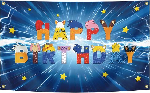 Happy Birthday Banner Blue 3x5 Feet Cute Cartoon Occasion Birthday Banner Party Decoration in Kuwait