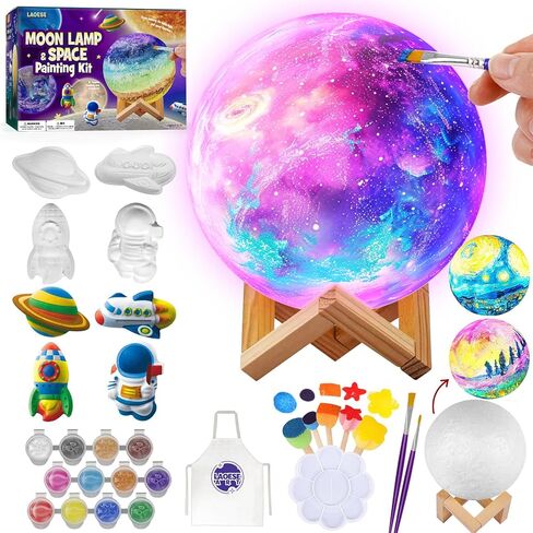 Paint Your Own Moon Lamp Kit, DIY 3D Space Moon Night Light, Art Supplies Arts & Crafts Kit, Arts and Crafts for Kids Ages 8-12, Toys Girls Boy Birthday Gift Ages3 4 5 6 7 8 9 10 11 12+ in Kuwait