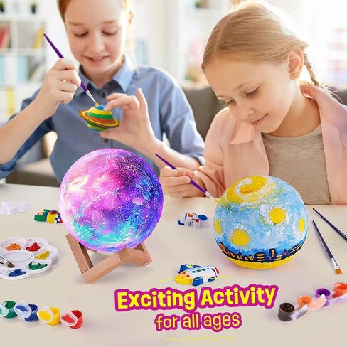 Paint Your Own Moon Lamp Kit, DIY 3D Space Moon Night Light, Art Supplies Arts & Crafts Kit, Arts and Crafts for Kids Ages 8-12, Toys Girls Boy Birthday Gift Ages3 4 5 6 7 8 9 10 11 12+ in Kuwait