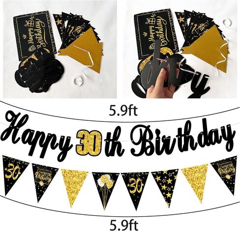 60th Birthday Party Decorations for Men Women Black and Gold, Black Gold Happy Birthday Banner Sign 60th Happy Birthday Balloons for 60th Anniversary Birthday Party Supplies Outdoor Indoor Décor in Saudi Arabia