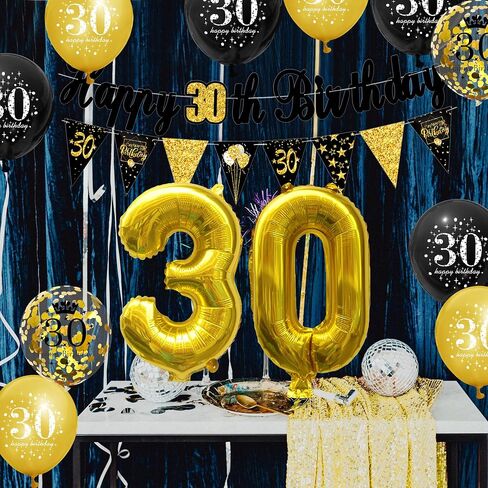 60th Birthday Party Decorations for Men Women Black and Gold, Black Gold Happy Birthday Banner Sign 60th Happy Birthday Balloons for 60th Anniversary Birthday Party Supplies Outdoor Indoor Décor in Saudi Arabia