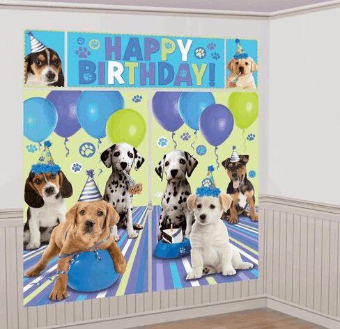 Adorable Party Pups Scene Setter Decoration, Plastic, 6', Pack of 5 in Kuwait