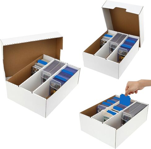 Sports Card Boxes 2400 Count Cardboard Cards Storage Box White with 8 Dividers and 50 Counts Sleeves,Storage Box for TCG/Magic/Mtg storage and Collection in Saudi Arabia