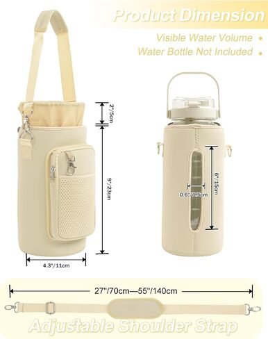 حقيبة حامل زجاجات المياه مع حامل زجاجة مياه معزول بحزام مع جيب للهاتف ومقبض 32oz 40oz 50oz كم زجاجة مياه للمشي لمسافات طويلة in Saudi Arabia
