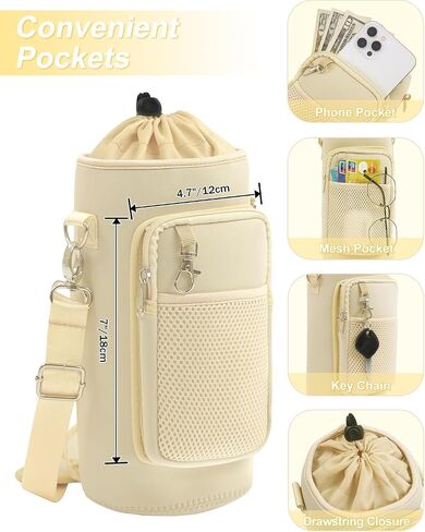 حقيبة حامل زجاجات المياه مع حامل زجاجة مياه معزول بحزام مع جيب للهاتف ومقبض 32oz 40oz 50oz كم زجاجة مياه للمشي لمسافات طويلة in Saudi Arabia