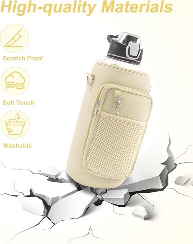حقيبة حامل زجاجات المياه مع حامل زجاجة مياه معزول بحزام مع جيب للهاتف ومقبض 32oz 40oz 50oz كم زجاجة مياه للمشي لمسافات طويلة in Saudi Arabia