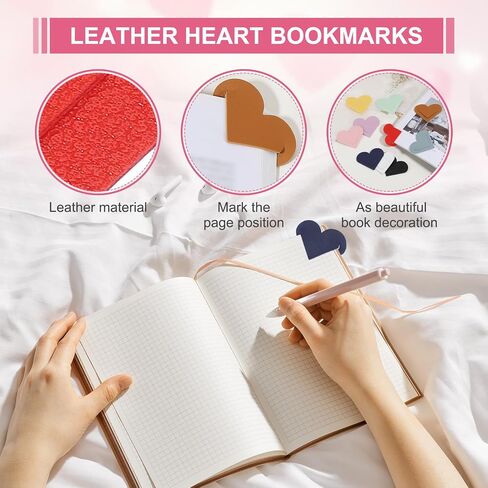 PATIKIL Leather Heart Bookmarks, 20Pcs Cute Corner Page Book Marks Bookmark Clips Book Accessories for Reading Lovers Women Men Teacher Gifts, Purple/Pink/Green/Blue/Red in Saudi Arabia