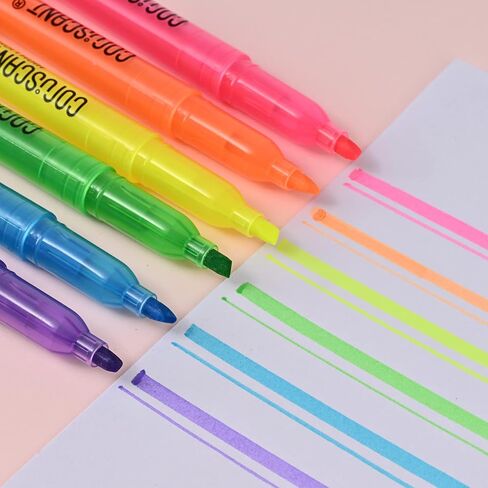 Highlighter - 100 pack color highlighter, color transparent visible fluorescent pen shell, wide chisel point mark, fluorescent pen, school, office in Kuwait
