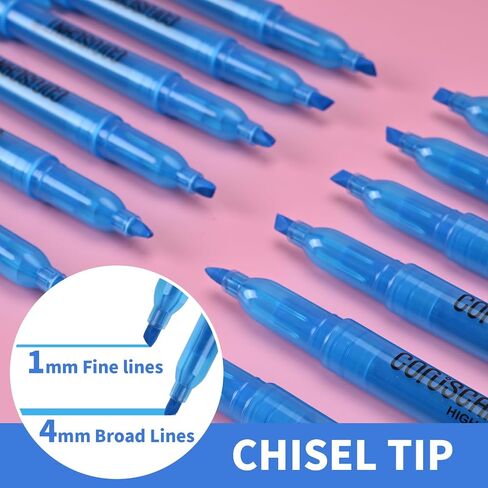 Highlighter - 100 pack color highlighter, color transparent visible fluorescent pen shell, wide chisel point mark, fluorescent pen, school, office in Kuwait