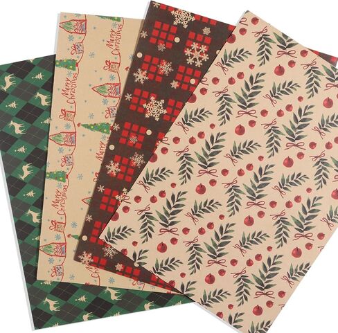 Ckysee Sheets Christmas Wrapping Paper for Kids Adults, Kraft Wrapping Paper,Total 12 Folded Sheets, 19.7 * 27.6 Inches Each, Easy to Store Not Rolls in Saudi Arabia