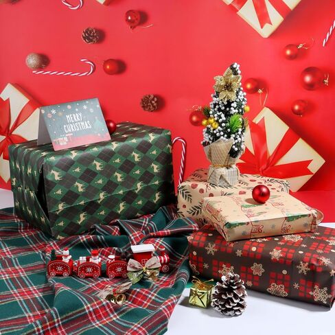 Ckysee Sheets Christmas Wrapping Paper for Kids Adults, Kraft Wrapping Paper,Total 12 Folded Sheets, 19.7 * 27.6 Inches Each, Easy to Store Not Rolls in Saudi Arabia