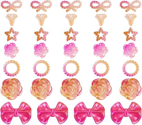 Assorted Plastic Beads Heart Moon Flower Bowknot Leaf Beads and Charms Hot Pink Random Kandi Beads Cute Phone Charm Kit for Crafts DIY Lanyard Jewelry Making Supplies in Saudi Arabia