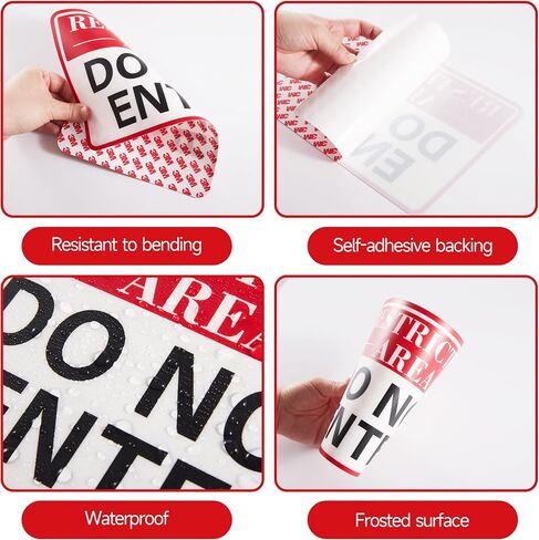 Restricted Area Do Not Enter Signs, Self-Adhesive Weatherproof and Fade-Resistant Employees Only Sticker, Authorized Personnel Only Sign for Home, Business Office, Shop, Door（7" x 5"） in Kuwait
