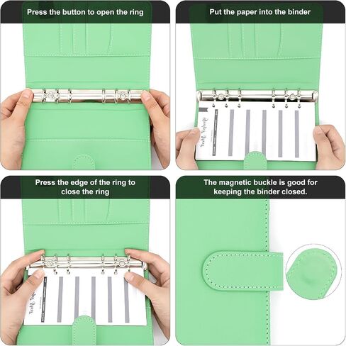 A5 Budget Binder,Mini Photocard Binder for A5 Filler Paper, Loose Leaf Personal Planner Binder with Magnetic Buckle Closure(Purple) in Saudi Arabia