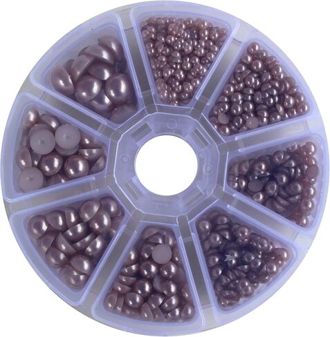 Zbella 2,000+pcs 6 Sizes Flat Back Pearls Cabochons + Storage for Crafts Scrapbooking Embellishment DIY Phone Nail (3mm, 4mm, 5mm,6mm, 8mm, 10mm) (Champagne) in Saudi Arabia