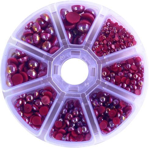 Zbella 2,000+pcs 6 Sizes Flat Back Pearls Cabochons + Storage for Crafts Scrapbooking Embellishment DIY Phone Nail (3mm, 4mm, 5mm,6mm, 8mm, 10mm) (Champagne) in Saudi Arabia