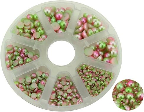 Zbella 2,000+pcs 6 Sizes Flat Back Pearls Cabochons + Storage for Crafts Scrapbooking Embellishment DIY Phone Nail (3mm, 4mm, 5mm,6mm, 8mm, 10mm) (Champagne) in Saudi Arabia