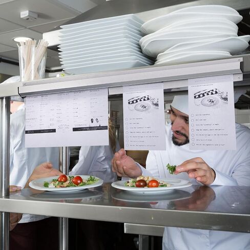 Henoyso 2 Pieces Restaurant Ticket Holder Receipt Holder Aluminum Order ticket Rack Silver Kitchen Slide Check Rack for Office Cafes Pubs(16 Inch,Square) in Kuwait