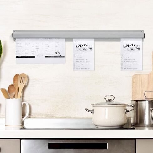 Henoyso 2 Pieces Restaurant Ticket Holder Receipt Holder Aluminum Order ticket Rack Silver Kitchen Slide Check Rack for Office Cafes Pubs(16 Inch,Square) in Kuwait
