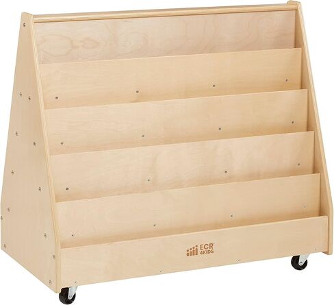 ECR4Kids Double-Sided Mobile Book Display, Classroom Bookshelf, White Wash in Kuwait