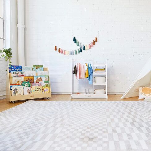 ECR4Kids Double-Sided Mobile Book Display, Classroom Bookshelf, White Wash in Kuwait