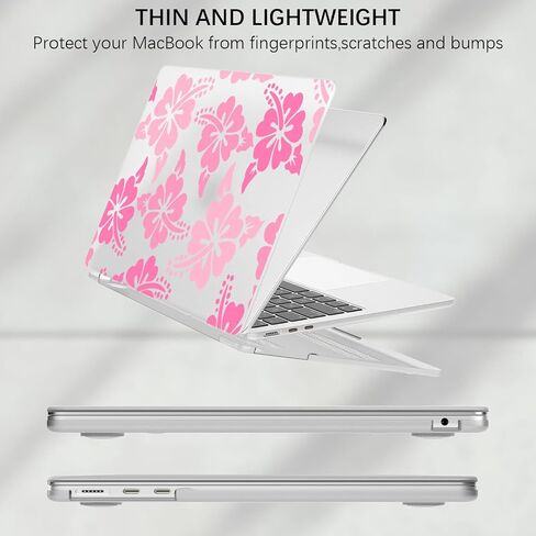 JOYLAND Plastic Hard Shell Case Compatible with 14 Inch MacBook Pro A2442/A2779 M2/A2918/A2992 M3, Hibiscus Flower Printed Frosted Matte Laptop Cover for Women Girls, 14 Inch in Kuwait