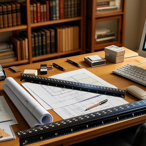 الحاكم المعماري ، 12 '' 'Imperial Architect Scale ، حاكم مهندس الألومنيوم ، حاكم مقياس للمخططات ، حاكم مقياس المعادن ، حاكم الهندسة المعمارية ، حاكم صياغة المثلث (الأزرق) in Kuwait