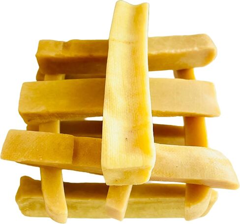 Snow Hill Natural Himalayan Dried Yak Cheese Dog Chews Medium 2 Pcs Long Lasting Organic Protein-Rich Yak Cheese Golden Bone Yaky Cheese Strong Dog Chews Treats of Himalayas in Kuwait