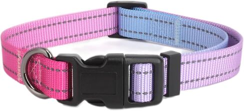 Reflective Dog Collar, Adjustable Soft Nylon Pet Collar with Buckle for Small, Medium, and Large Dogs, Pink-Puple Gradient, M in Saudi Arabia