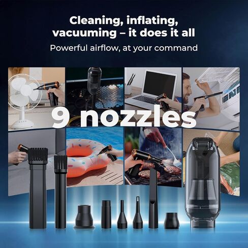 K & F Concept Electric Compressed Air Duster | 300000 دورة في الدقيقة مكنسة كهربائية | 3 ترس قابلة للتعديل | طاقة الرياح الفائقة | محرك بدون فرش قابل لإعادة الشحن | لتنظيف الكمبيوتر العميق ، لوحة المفاتيح ، السيارة ، المنزل ، في الهواء الطلق in Saudi Arabia