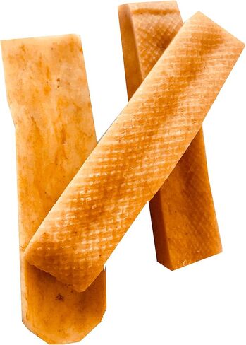 Snow Hill Natural Himalayan Dried Yak Cheese Dog Chews Medium 2 Pcs Long Lasting Organic Protein-Rich Yak Cheese Golden Bone Yaky Cheese Strong Dog Chews Treats of Himalayas in Kuwait
