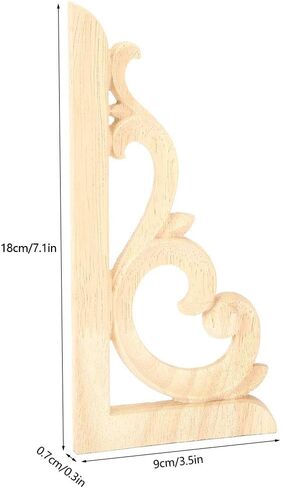 Tissting 2Pcs Wood Carved Corner Onlay Applique Unpainted Decal European Style Wooden Carved Applique for Home Furniture Woodcarving Decorative(18x9x0.7cm/7.1x3.5x0.3in) in Saudi Arabia