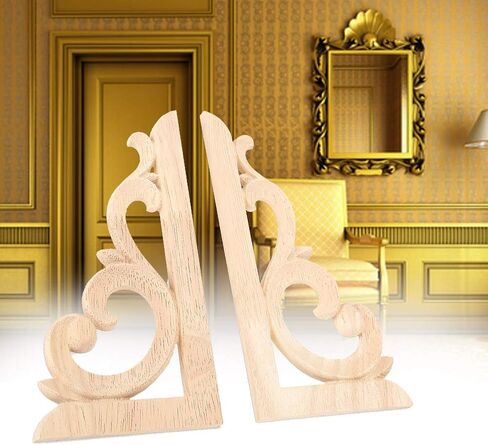 Tissting 2Pcs Wood Carved Corner Onlay Applique Unpainted Decal European Style Wooden Carved Applique for Home Furniture Woodcarving Decorative(18x9x0.7cm/7.1x3.5x0.3in) in Saudi Arabia