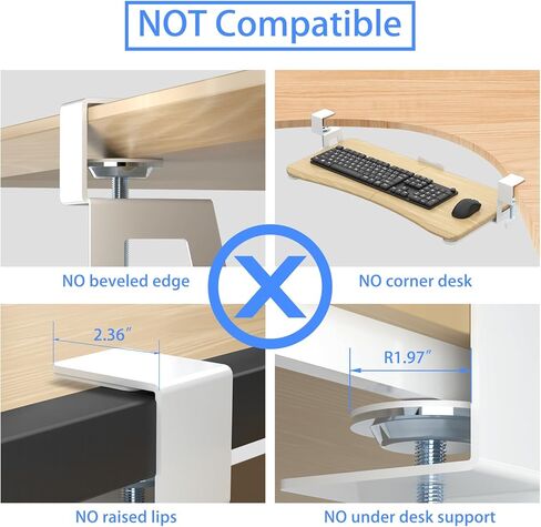 suptek Small Keyboard Tray Under Desk Pull Out with C Clamp Mount, Computer Keyboard & Mouse Tray, 20 (24.2 Including Clamps) x 11.8 inch Slide-Out Platform Computer Drawer for Typing, Black, DSF1S in Kuwait