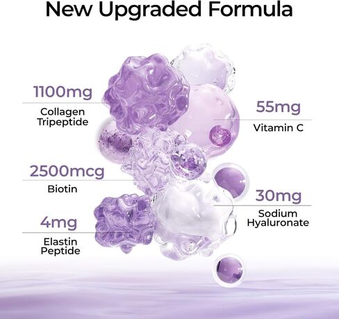 OXYENERGY Collagen Peptides Capsules for Women, 800mg Hydrolyzed Collagen(Types I) Supplements with Elastin Peptides, 60 Collagen Pills to Promotes Hair, Nail, Skin, Colágeno en Capsulas in Kuwait